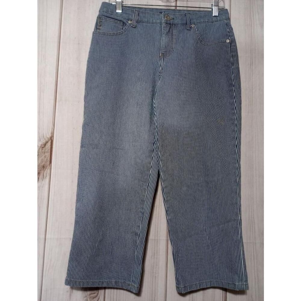 Style & Co. Jeans Ladies 4 Blue Striped Capris Tummy Control‎